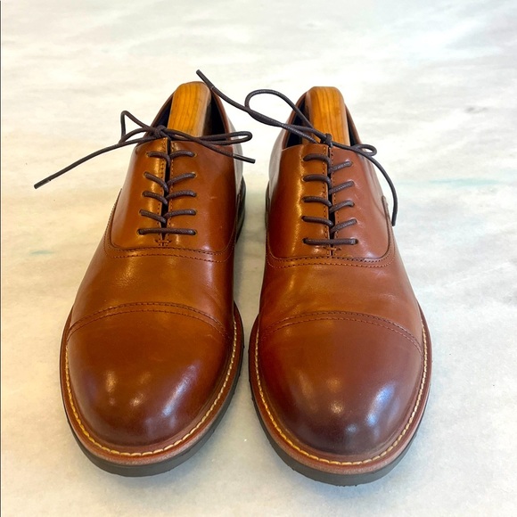 Kenneth Cole Reaction Klay Cap Toe Oxford with Flex Cognac Brown Shoes Size 10.5 - Picture 2 of 10